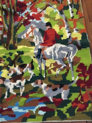 French Vintage Tapestry,  Hunting Scene,  Stag,  Deer,  Countryside In VGC 3