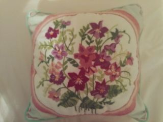 Vintage Embroidered Toss Pillow - Square - Floral