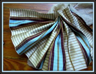 Gorgeous Lush Antique Victorian So Soft Silk Striped Ribbon Fabric Trim