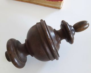 Antique turned wood post finial end cap topper Salvaged furniture 5 