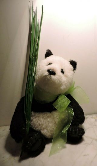 Handmade Alpaca " Oreo " Panda Bear W/bamboo By Artist Susan Mckay 18/50 Euc