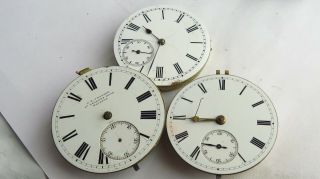 X 3 Antique Pocket Watch Movements And Dials