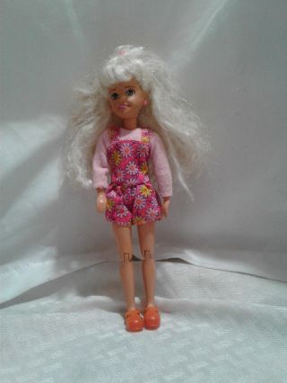 Vintage Mattel 1991 Stacey Barbie Blonde Hair 7 1/2 " Pink Flower Jumper Outfit