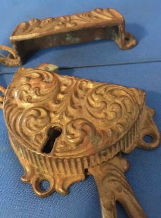 Antique Ornate Brass Latch For Ice Box 2 Piece,  Vintage Hardware