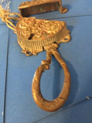 Antique Ornate Brass Latch for Ice Box 2 Piece,  Vintage Hardware 4