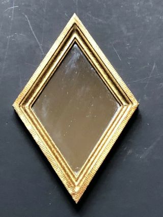 Vintage Diamond Gold Gilt Italy Italian Antique Mirror Frame Small Wall Retro