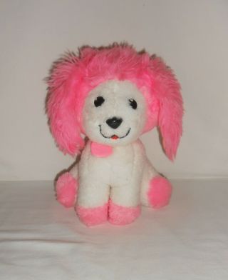 Vintage 1983 Mattel 10” Plush White And Pink Dog Poochie