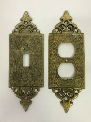 Vintage Japan Metal Light Switch And Outlet Cover Ornate Detail