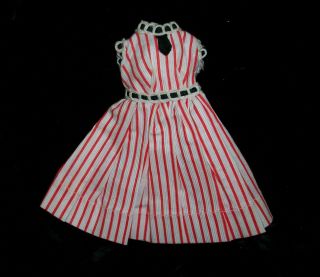 Vogue Jill Doll Orange & White Striped Dress Black Velvet 1957 7502