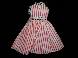 Vogue Jill Doll Orange & White Striped Dress Black Velvet 1957 7502 2