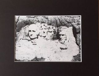 Mt Mount Rushmore Under Construction Vintage Photo Matted Art Print