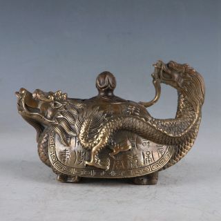 Exquisite Chinese Brass Dragon Turtle Teapot Made During The Kangxi Period