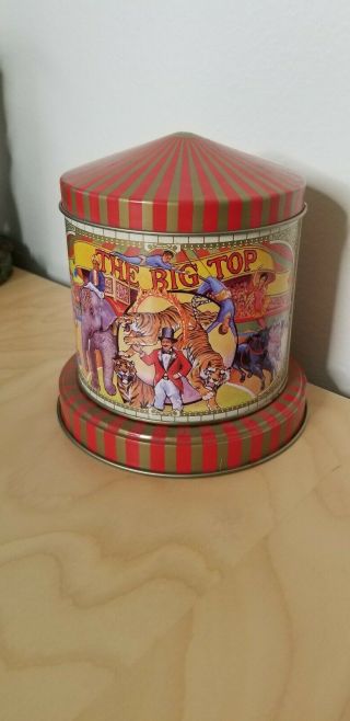 The Big Top Rotating Storage Tin Circus With Cookies Inside