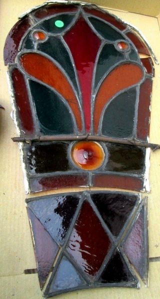 Rare Antique Victorian Stained Glass Window W/jewels Bull 