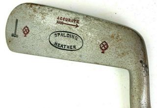 Antique Vintage Spalding Heather Putter Hickory Wood Shaft Golf Club 34.  5 "