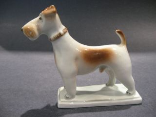 Antique Zsolnay Fine Hungarian Porcelain Terrier Dog Figurine Hungary