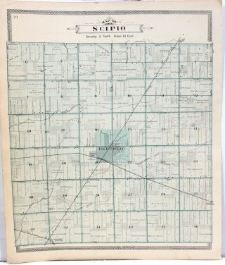 8 Large Hand Colored Township Maps From Seneca County Ohio C1896