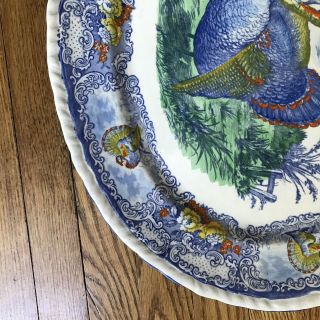 Antique Rowland Marsellus Anchor Pottery Polychrome Staffordshire Turkey Platter 5