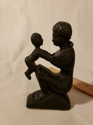 Antique Wood Folk Art BLACK AMERICANA Slave Carved Woman and Child Some Damage 3