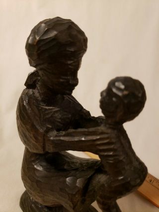Antique Wood Folk Art BLACK AMERICANA Slave Carved Woman and Child Some Damage 7