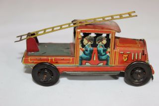 Antique 1930s PAYA SPAIN PENNY TOY TIN LITHO FIRE LADDER TRUCK No Tippco Arnold 3