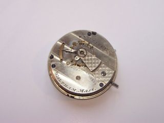 1882 Waltham 18s 11 Jewel Wm.  Ellery Roman Numeral Dial Pocket Watch Movement 7