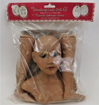 Standing Lady Tan 21 " Doll Fibre - Craft Hobby Kit 2978 Complete Package Vintage