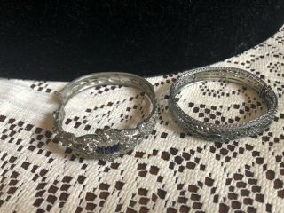 Repair 2 - Vintage Antique Art Deco Bracelets Filigree Hinged Bangle Silver