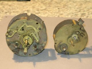 Two Antique French Bronze Clock Movements