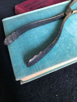 Vintage Solid Brass Fire Place Tongs Hot Log Coal Scissors B14 2