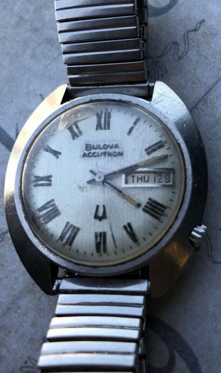 Vintage Bulova Accutron Roman Numeral Dial Antique Watch