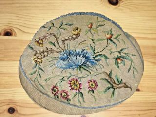 Vintage Estate Antique Floral Needlepoint Purse Fabric Without Frame