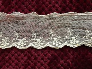 Edwardian Lace Edging - Embroidery On Tulle - Floral Design 3 Yards By 3 1/2 "