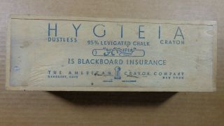 Hygieia American Crayon Co Chalk Wooden Box Finger Joint With Hinged Lid
