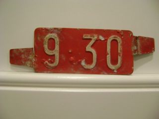 Red 9 - 30 Delaware License Plate Date Insert Tag Antique Car Vintage