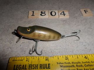 T1804 F Antique Wooden Fishing Lure W Painted Tack Eyes Paw Paw Runt?