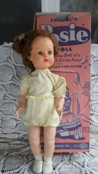 Vintage 1950s Ideal Posie Walker 23” Doll W Box