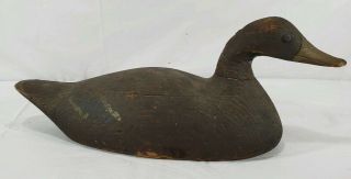 Antique Carved Wooden Duck Decoy,  With Tack Eyes Unknown Maker