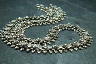 Lovely Antique Or Vintage Solid Silver Heart Design Anglo Indian Necklace Chain