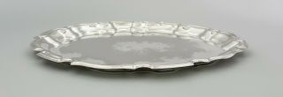 Vintage silver plate round Chippendale serving drinks tray Cavalier pie crust 2