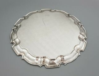 Vintage silver plate round Chippendale serving drinks tray Cavalier pie crust 4