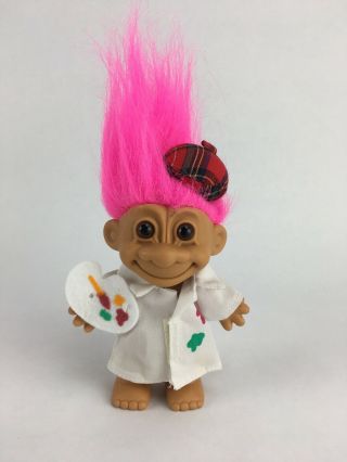Vintage Good Luck Trolls By Russ Artist Pink Hair With Palette
