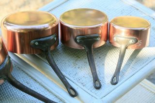French Antique Copper Pan Saucepan Set Tin Lined Faucogney France 4.  1kg/9lbs