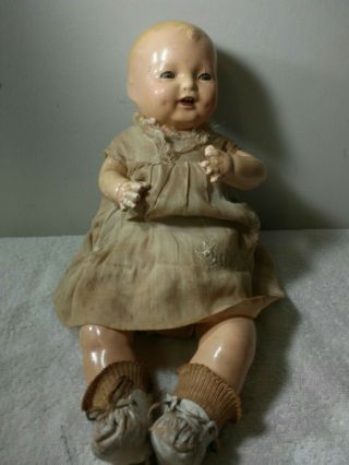 Vintage Effanbee Bubbles Composition Soft Body Doll Dimples 1920 