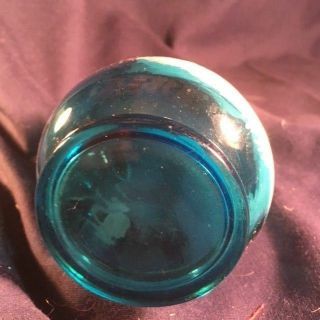 victorian mary gregory glass5 inch handled stien in teal blue girl & butterfly 6