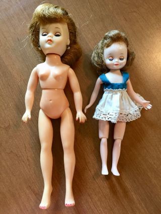 Vintage 8 " Hp Ac Betsy Mccall Doll W/dress & 10 " Lmr Clone Doll - Needs Re - Strung