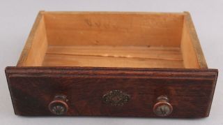 Antique Miniature circa - 1900 Bun Footed Oak 3 - Draw Dolls Chest of Drawers,  NR 6