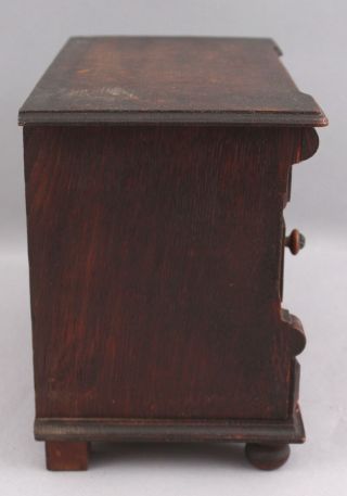 Antique Miniature circa - 1900 Bun Footed Oak 3 - Draw Dolls Chest of Drawers,  NR 8