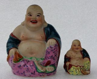 Cina (china) : Vintage Chinese Bisque Porcelain Small Buddha Figurine
