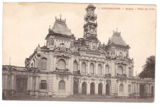 Cochinchine Saigon,  Hotel De Ville Antique / Vintage Postcard Circa 1920s